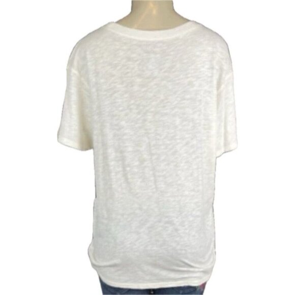 Torrid 0/L Cream Heather Peace Graphic Crew Neck Cotton Relaxed Short Sleeve Tee - Picture 5 of 6